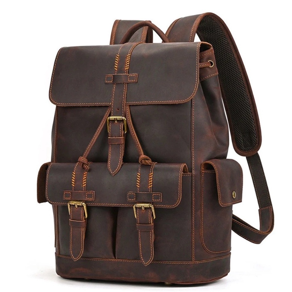ArcStrap Top Grain Brown Leather Backpack - Moderno Collections